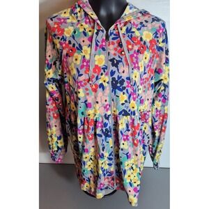 Lug Shimmy Hoodie Womens L Full-Zip Floral Multicolored NEW NWT